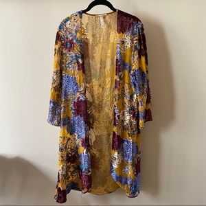 Anthropologie Velvet Floral Kimono